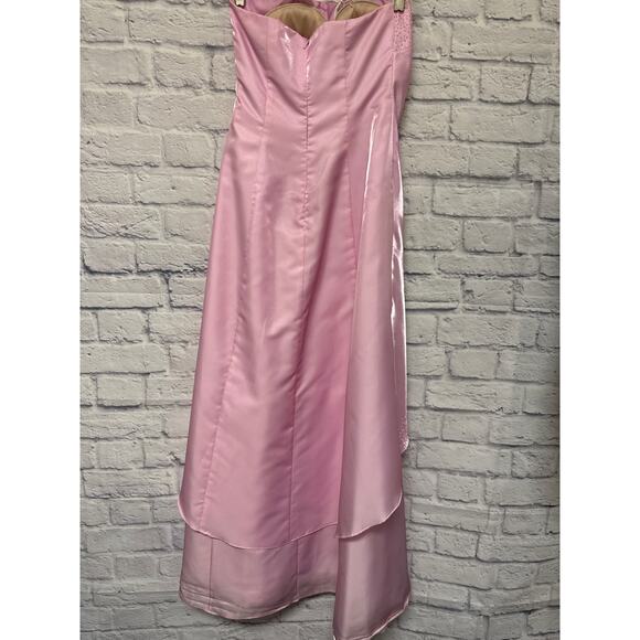 Morgan and Co. Vintage Pink 90s Y2K Fairy Rhinestone Strapless Formal Prom Dress - Picture 4 of 5